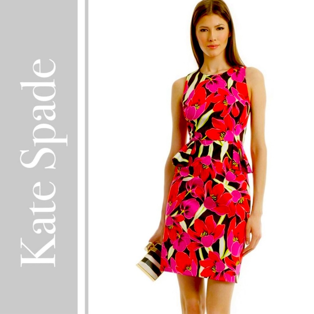♠️Kate Spade ♠️ pink/red 💐floral peplum dress